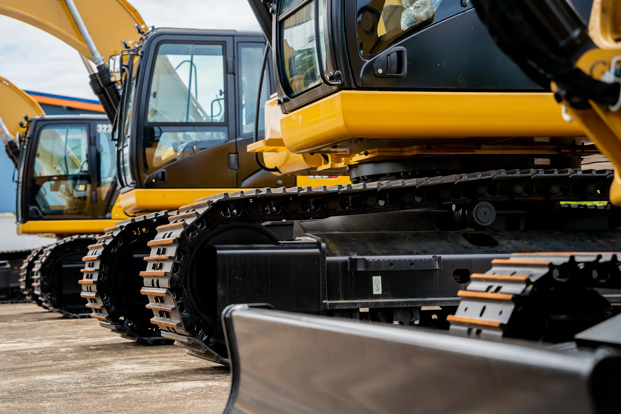 Dozers Lined Up In Yard
